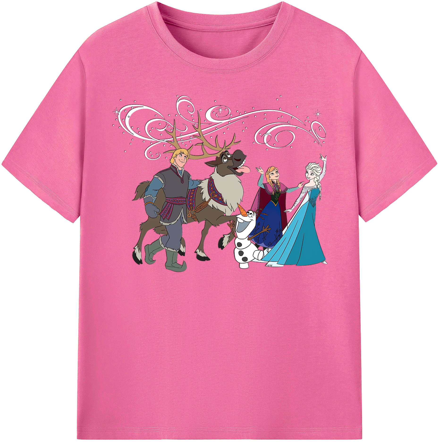 （画像用） アナと雪の女王 アンナ エルサ Frozen Anna Elsa レディースカジュアルプリントTシャツ（綿100％）